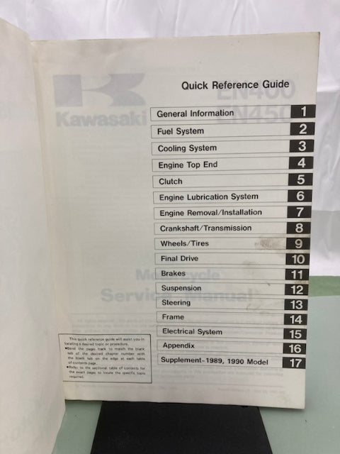 Kawasaki 99924-1056-04 EN400 EN450 Service Manual 1989 Genuine