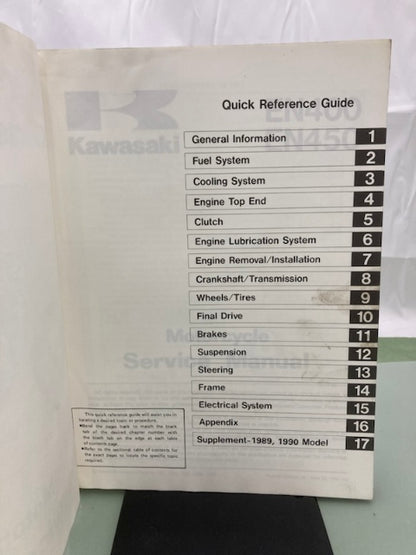Kawasaki 99924-1056-04 EN400 EN450 Service Manual 1989 Genuine