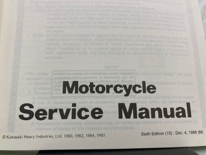 Kawasaki 99924-1021-06 KZ750 Four Service Manual 1985 Genuine