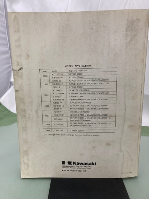 Kawasaki 99924-1021-06 KZ750 Four Service Manual 1985 Genuine