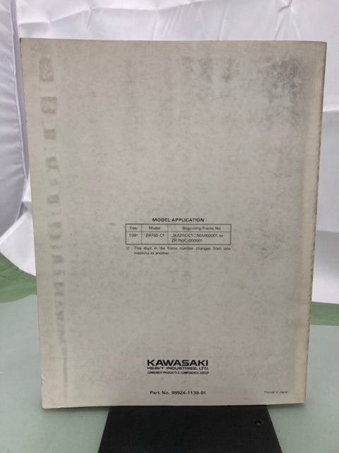 Kawasaki 99924-1138-01 Zephyr 750 Service Manual 1990 Genuine