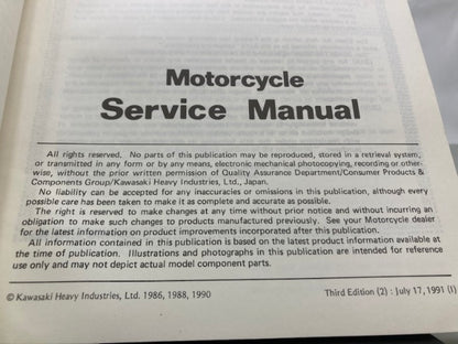 Kawasaki 99924-1079-03 Ninja750R GPX750R Service Manual 1990 Genuine
