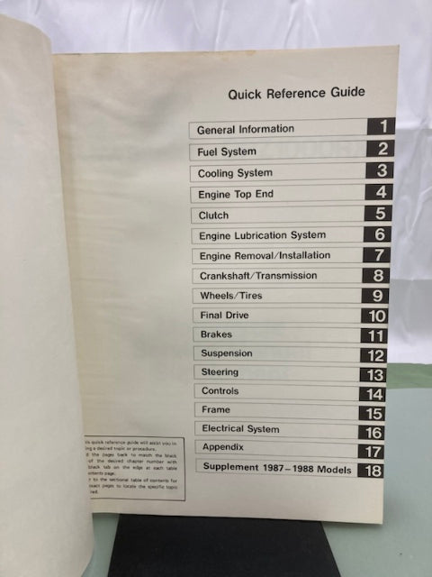 Kawasaki 99924-1062-52 GPZ1000RX Service Manual Supplement 1988 Genuine