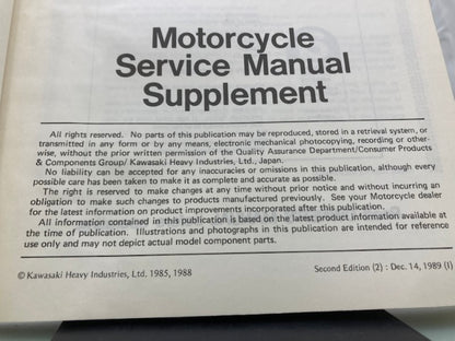 Kawasaki 99924-1062-52 GPZ1000RX Service Manual Supplement 1988 Genuine