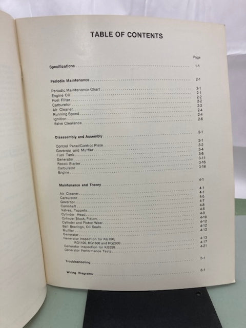 Kawasaki 99963-0046-01 KG550A 750A 1100A 1600A 2900A Service Manual 1981 Genuine