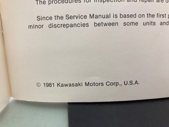 Kawasaki 99963-0046-01 KG550A 750A 1100A 1600A 2900A Service Manual 1981 Genuine