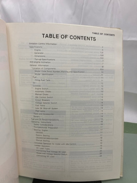 Kawasaki 99920-2125-02 GE2200 GE2900 GE4300 GE5000 Owner's Manual 1995 Genuine