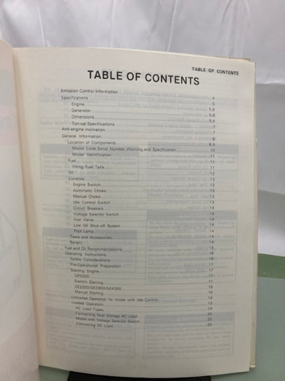 Kawasaki 99920-2125-02 GE2200 GE2900 GE4300 GE5000 Owner's Manual 1995 Genuine
