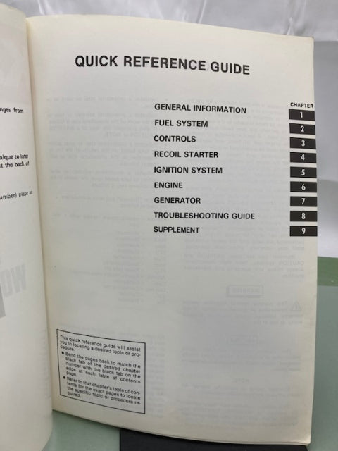 Kawasaki 99924-2012A GA1000A GA1400A Portable Generator Workshop Manual Genuine
