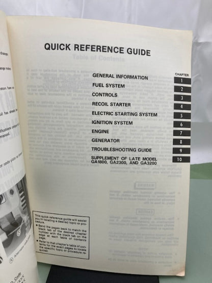 Kawasaki 99924-2008-03 GA1800A 2300A 3200A/AS Generator Workshop Manual Genuine