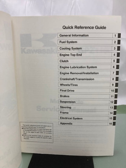 Kawasaki 99924-1182-01 GPZ1100 Service Manual 1994 Genuine
