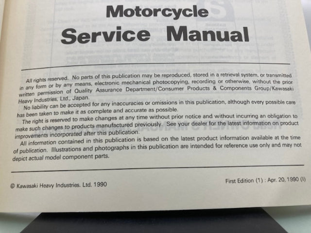 Kawasaki 99924-1136-01 ZR550 Zephyr Service Manual 1990 Genuine