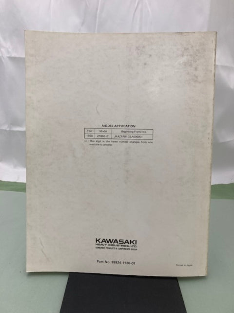 Kawasaki 99924-1136-01 ZR550 Zephyr Service Manual 1990 Genuine