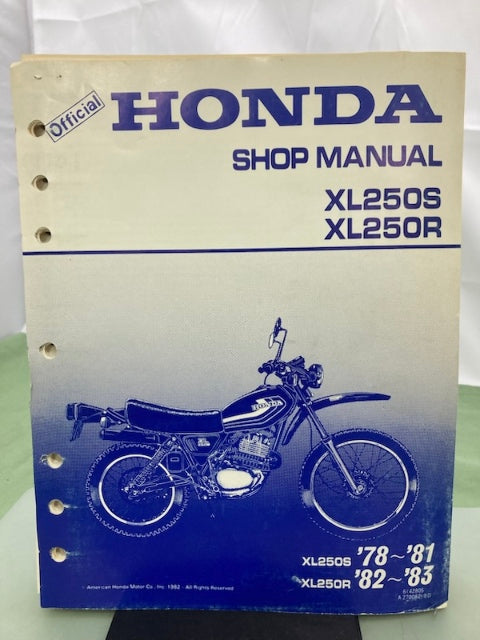 Honda 6142805 XL250S XL250R Shop Manual '78-'83 Genuine