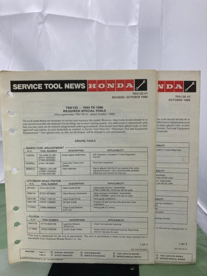 Honda 61VM601 TRX125 FourTrax Shop Manual '85-'86 Genuine