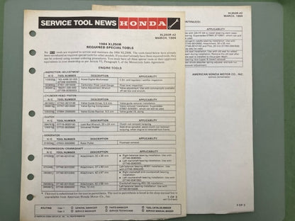 Honda 61KL300 XL350R Shop Manual '84 Genuine