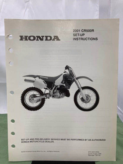 Honda 61ML309 CR500R Service Manual '92-'01 Genuine