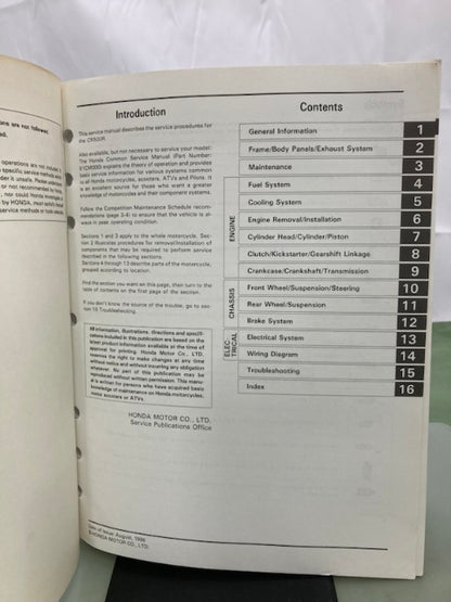 Honda 61ML309 CR500R Service Manual '92-'01 Genuine