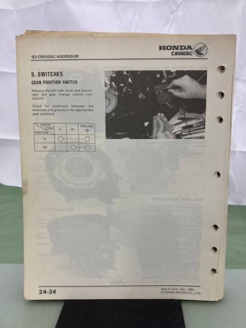 Honda 61ME503 CB550SC CB650SC NightHawk Shop Manual '83-'85 Genuine