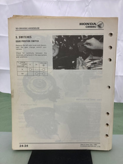Honda 61ME503 CB550SC CB650SC NightHawk Shop Manual '83-'85 Genuine
