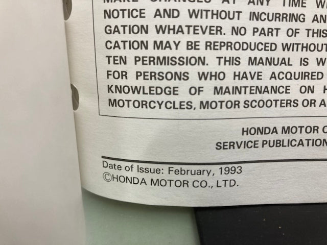 Honda 61MZ101 CB1000 Service Manual '94-'95 Genuine