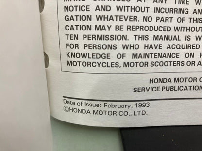 Honda 61MZ101 CB1000 Service Manual '94-'95 Genuine