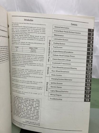 Honda 61MZ101 CB1000 Service Manual '94-'95 Genuine