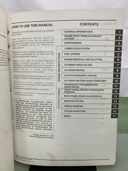 Honda 61GCF05 XR70R Service Manual '97-'02 Genuine