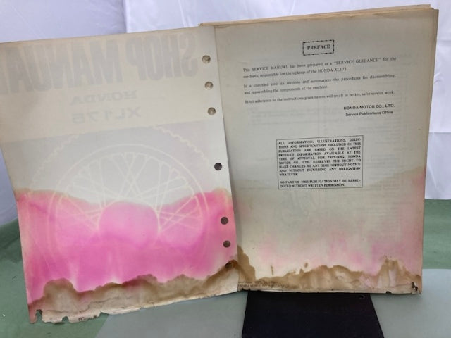Honda 6136204 XL175 Shop Manual '77 Genuine