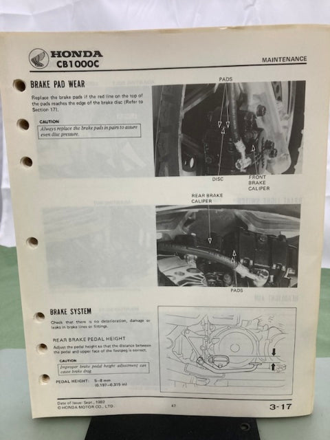 Honda 61MG100 CB1000C Shop Manual '83 Genuine Missing Pages