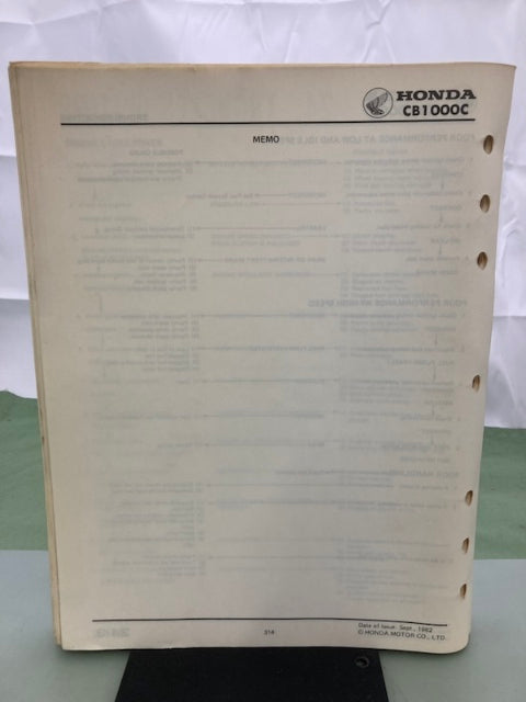 Honda 61MG100 CB1000C Shop Manual '83 Genuine Missing Pages