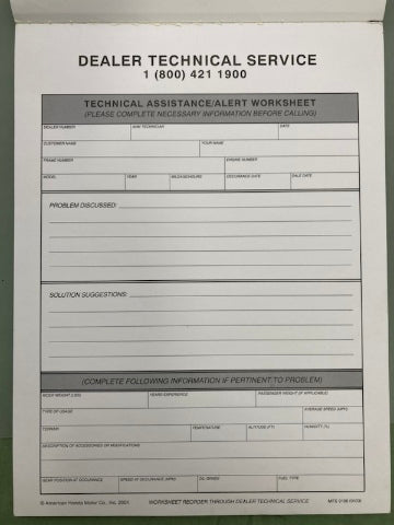 Honda MFS 9196 (0103) Dealer Technical Notepad '01 Genuine