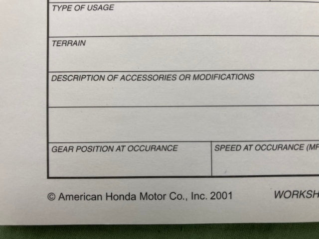 Honda MFS 9196 (0103) Dealer Technical Notepad '01 Genuine