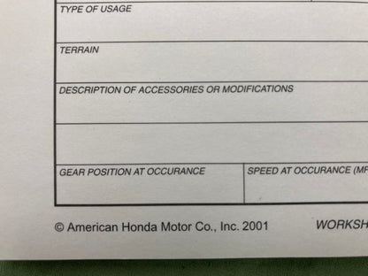 Honda MFS 9196 (0103) Dealer Technical Notepad '01 Genuine