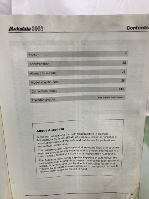 AutoData 03-140 Technical Data for Motorcycles 2003 Genuine