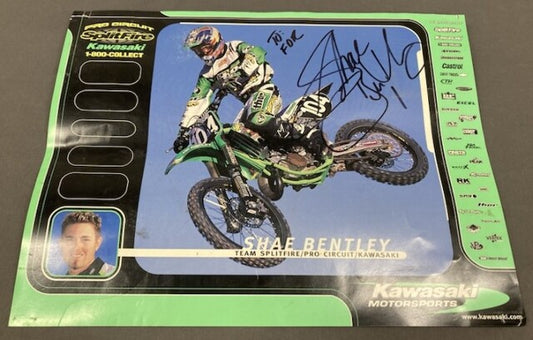 Shae Bently Kawasaki Signed Offical Team Hero Card 12.5" x 9.5" Genuine