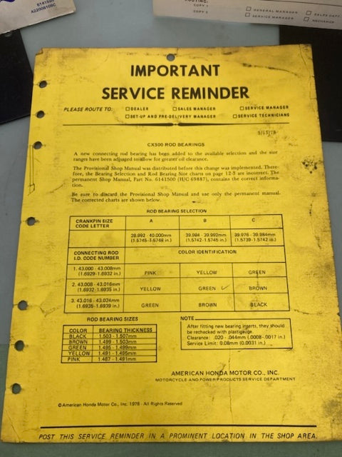 Honda 6141505 CX500 Deluxe Custom Shop Manual '78-'82 Genuine