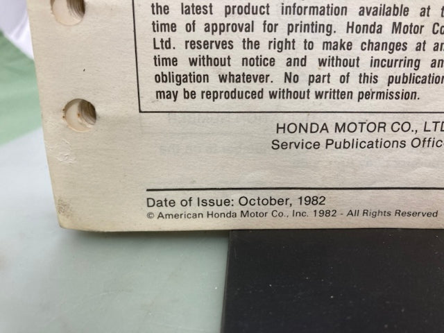 Honda 61MC801 FT500 Ascot Shop Manual '82-'83 Genuine