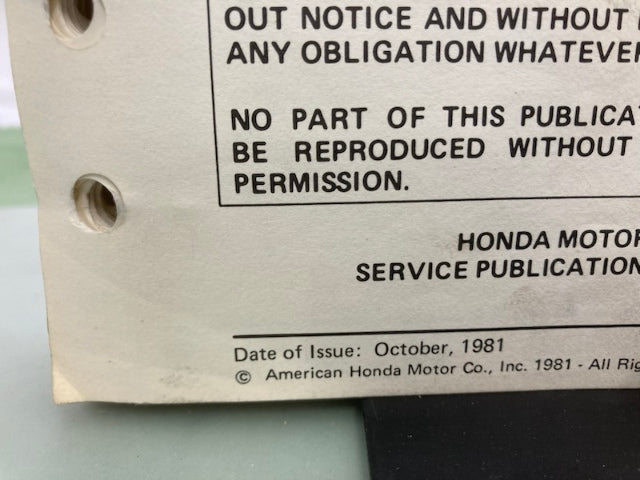 Honda 6142603 CB650'S Shop Manual '79-'82 Genuine