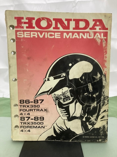 Honda 61HA703 TRX350 TRX350D FourTrax Foreman 4x4 Service Manual '86-'89 Genuine