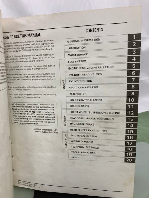 Honda 61MN112 XR600R Service Manual '88-'00 Genuine