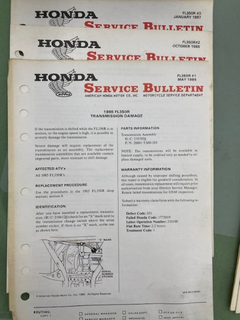 Honda 61VM000 FL350R Odyssey 350 Shop Manual '85 Genuine