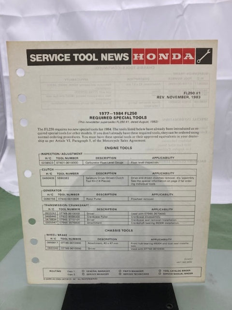 Honda 6295002 FL250 Odyssey 250 Shop Manual '81 Genuine