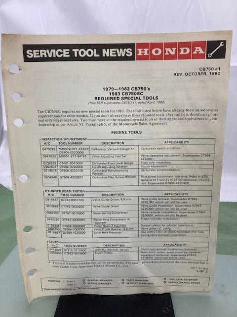 Honda 6142506Y CB750'S Shop Manual '79-'82 Genuine