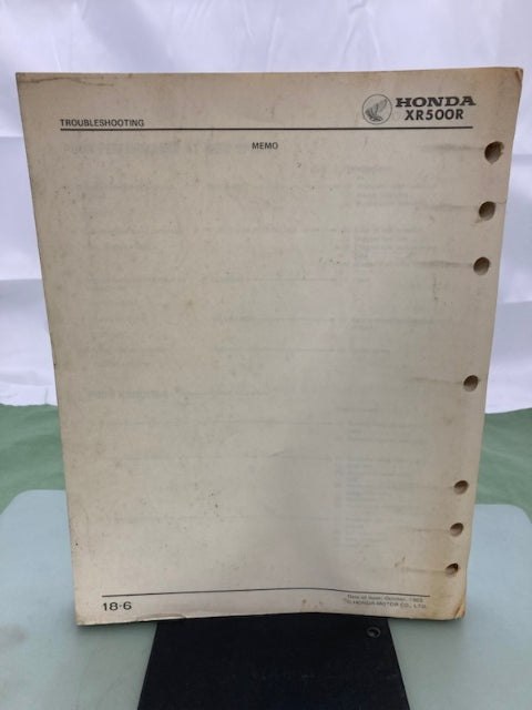 Honda 61MG301 XR500R Shop Manual '83-'84 Genuine