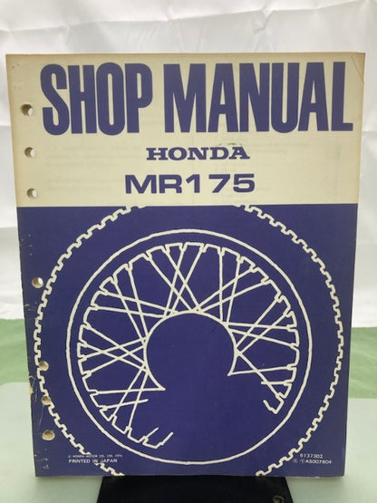 Honda 6137302 MR 175 MR175 Shop Manual '77 Genuine