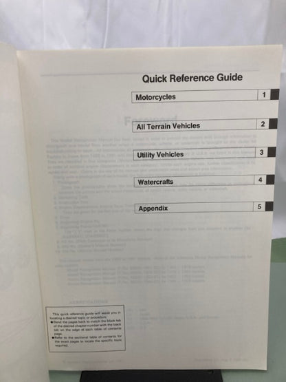 Kawasaki 99930-1005-01 Model Recognition Manual '89-'91 Genuine