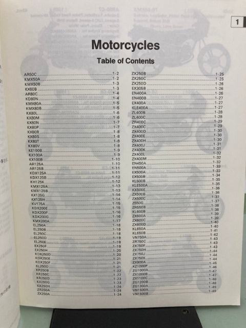Kawasaki 99930-1005-01 Model Recognition Manual '89-'91 Genuine