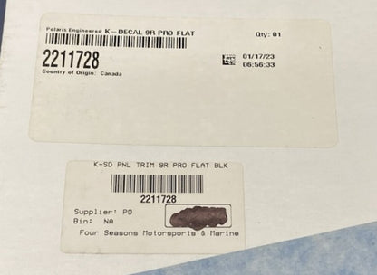 Polaris 2211728 KSD PNL TRIM 9R PRO FLAT BLK Decal Kit New Genuine