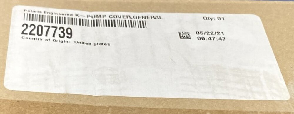 Polaris 2207739 K-Pump, Cover, General New Genuine